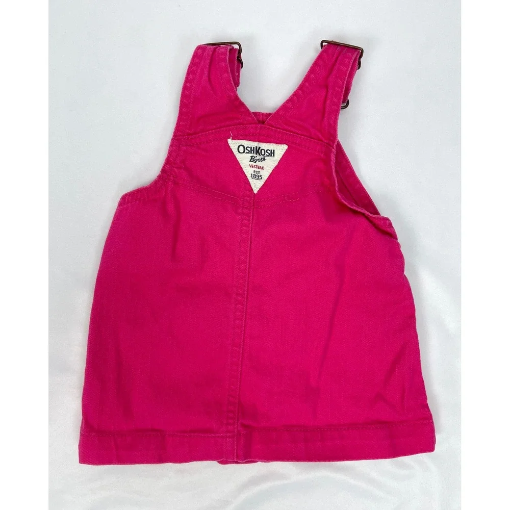 Oshkosh‎ B'gosh Baby Girl 6 months 6m Pink Overalls Dress Jean